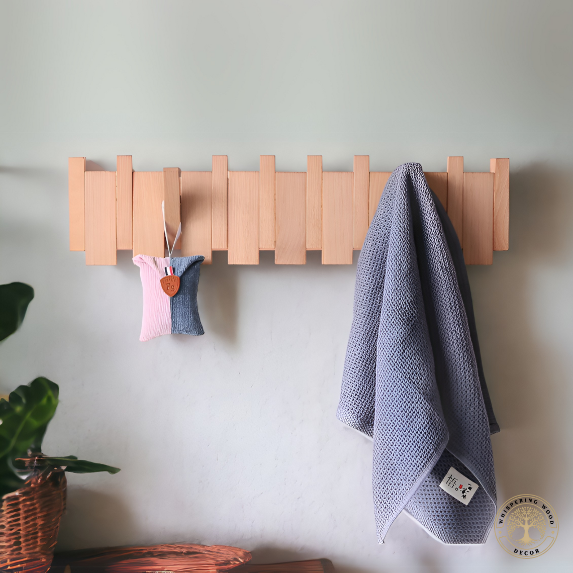 Natural Wood Wall-Mounted Hanger