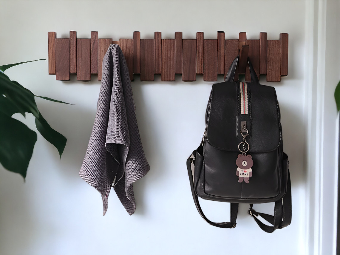 Natural Wood Wall-Mounted Hanger