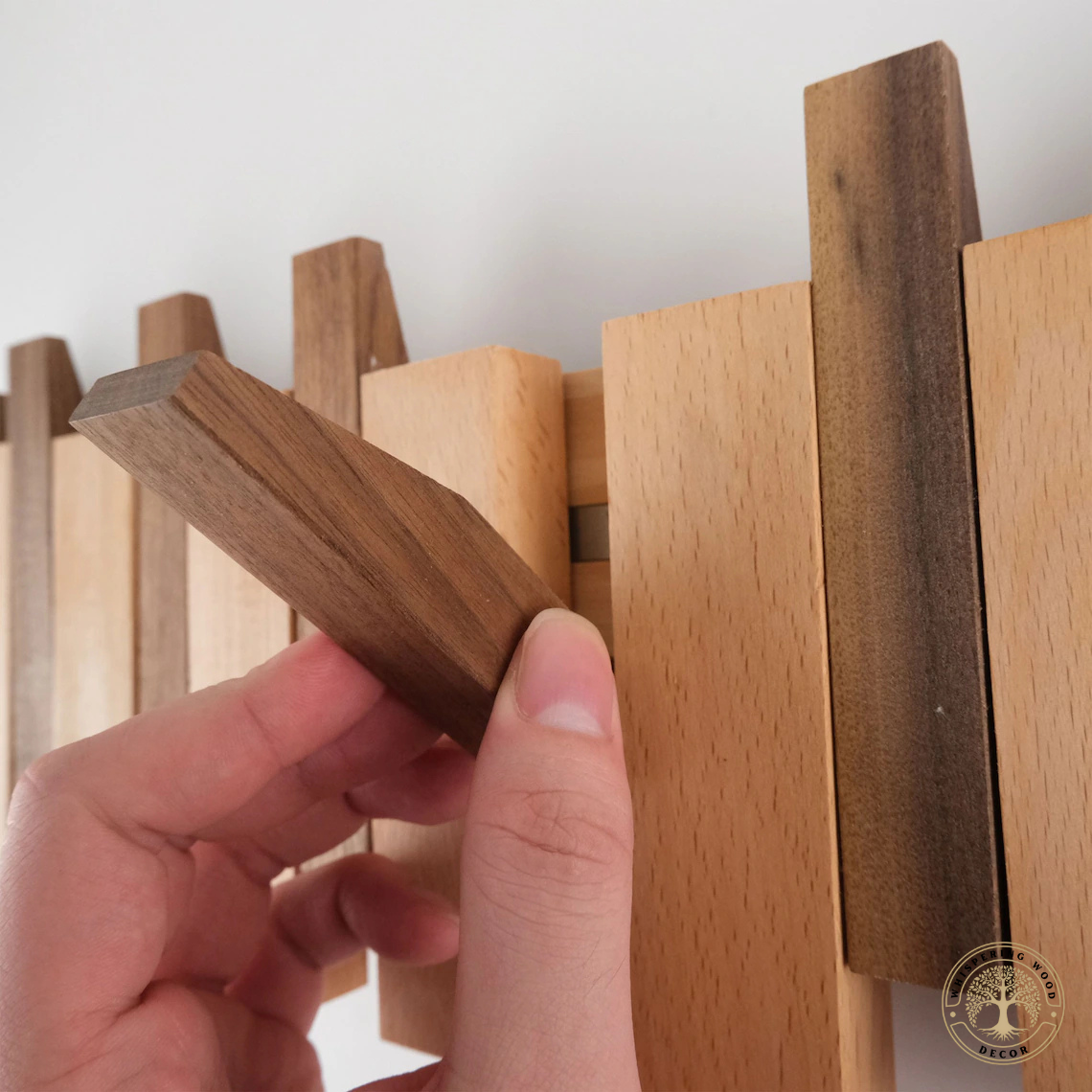 Natural Wood Wall-Mounted Hanger