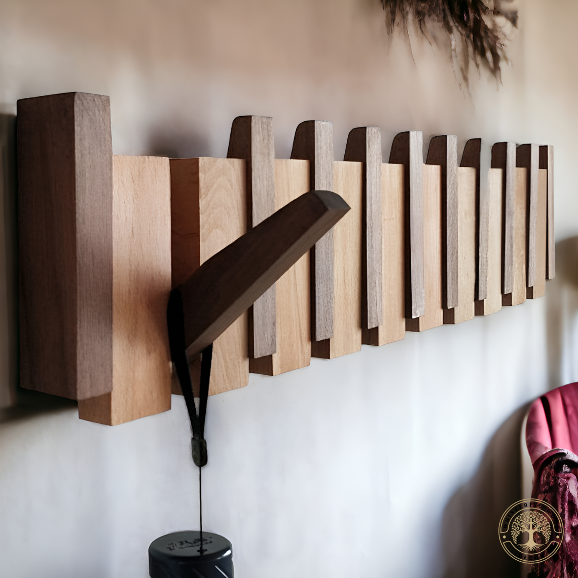 Natural Wood Wall-Mounted Hanger