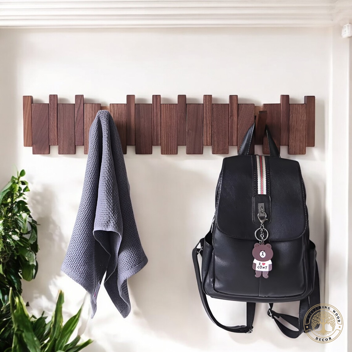 Natural Wood Wall-Mounted Hanger